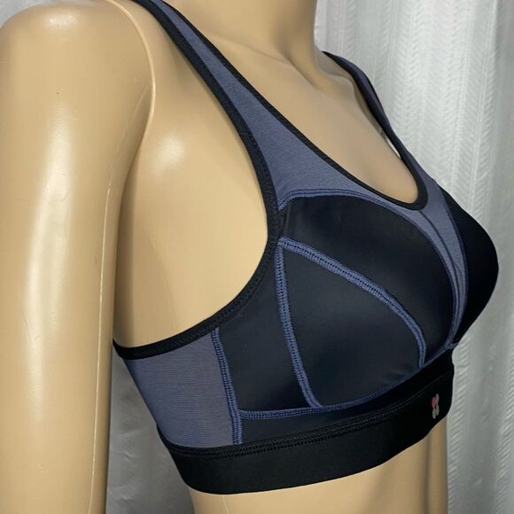 Sweaty Betty Victory Run Bra Blue/Black Mesh Back Back Clasp Racer Back 32C - Picture 3 of 7